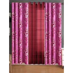 Lunar Days Pink Set of 3 Floral Room Darkening Door Curtain-picture-31