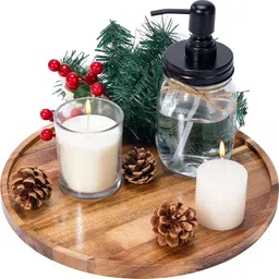 lunatic craftwork Round Wood Tray for Coffee Table, Serving Tray, Decorative Trays for Home Decor Tray-picture-21