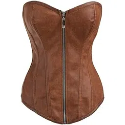 luolingongjue Women’s Brown Gothic Leather Corset Vest | Zipper Palace Style Waist Shaper | Vintage Body Shaping Outerwear-picture-38