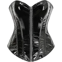 luolingongjue Women’s PU Leather Slimming Corset | Simple Shaping Waist Trainer with Front Zipper-picture-54