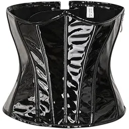 luolingongjue Women’s Short PU Leather Waist Corset | Bright Finish with Side Zipper & Tie Closure-picture-15