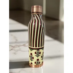 Lupaava Copper-Toned & White Single Copper Floral Water Bottle-picture-16