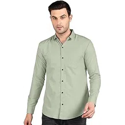 Men's Cotton Shirt with Solid Regular Fit Spread Collared Long Sleeve Curved Hem Regular Fit and One Patch Pocket | Mens Casual Shirts | Shirts for Men Stylish-image-42