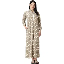 lurp Women's Woolen Winter Wear Polka Dot Printed Nighty-picture-21