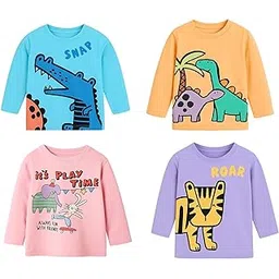 lush plush Boys Cotton Full Sleeves Printed T-Shirt (Multicolor) Combo Pack-picture-31