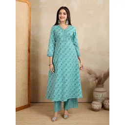 LUSIVA Women Floral Printed A-Line Kurta with Palazzos-picture-30