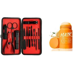 lusty soul 12 in 1 Manicure Pedicure kit WIth Leather Case & Purifying Clay Face Pack Vitamin C-picture-25