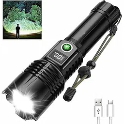 Luteti Rechargeable Flashlights High Lumens, 250000 Lumen Super Bright LED Flash Light with USB Cable, 5 Modes IPX7 Waterproof Handheld Flashlight for Emergency Camping Hiking Biking-picture-19