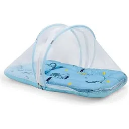 LuvLap Baby Bed with Thick Mattress, Mosquito Net with Zip Closure & Neck Pillow, Baby Bedding for New Born, 0M+, Baby Sleeping Bed, Size: 78x45x40cm / 31"x18"x16", Blue Pilot Print-picture-21