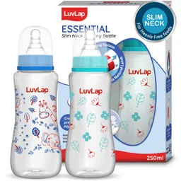 luvlap Anti-Colic Slim Neck Essential Baby Feeding Bottle, Jungle Tales Pack of 2 - 250 ml-picture-12