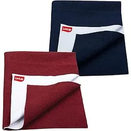 LuvLap Instadry Anti-Piling Fleece Extra Absorbent Quick Dry Sheet for baby, Baby Bed Protector, Waterproof baby sheet, Small size 100x140cm, Pack of 2, Maroon & Navy Blue-picture-16