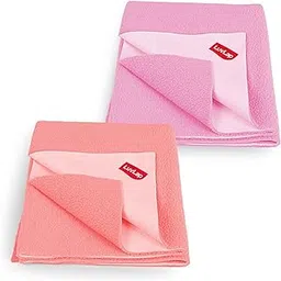 LuvLap Instadry Anti-Piling Fleece Extra Absorbent Quick Dry Sheet for baby, Baby Bed Protector, Waterproof baby sheet, Small size 50x70cm, Pack of 2, Salmon Rose & Baby Pink-picture-14