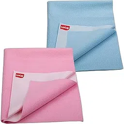 LuvLap Instadry Anti-Piling Fleece Extra Absorbent Quick Dry Sheet for baby, Baby Bed Protector, Waterproof baby sheet, Small size 70x100cm, Pack of 2, Sky Blue & Baby Pink-picture-12