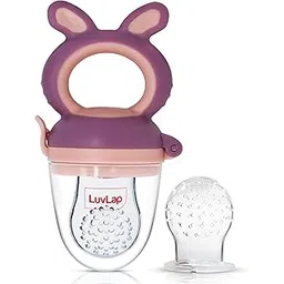 LuvLap Silicone Food/Fruit Nibbler with Extra Mesh, Soft Pacifier/Feeder, Teether for Baby, Infant, Bunny Violet & Pink-picture-18