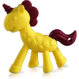 LuvLap Silicone Teether for 6 to 12 Months Baby/Toddler, Teething Toy for Infants and Babies, 100% Food Grade Silicone, Unicorn Design with Textured Surface (Yellow & Red)-picture-13