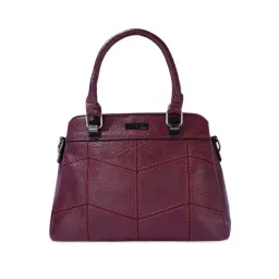Luvoksi Maroon Textured Large Satchel Handbag-picture-29