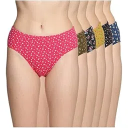 Women's High Coverage Super Combed Cotton Elastane Stretch Mid Waist Hipster Panties with Concealed Waistband and StayFresh Treatment(Pack of 6) (Colors&Print May Vary)-image-4