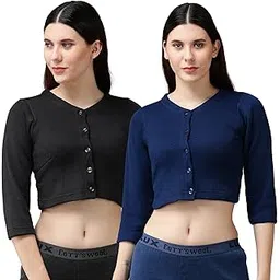 Lux Cottswool Women's Solid Regular Thermal Blouse | Thermal Blouse for Women | Pack of 2-image-23