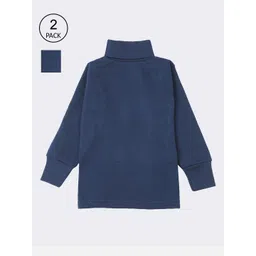 Lux Cottswool Boys Pack Of 2 Blue Solid Cotton Thermal Tops-picture-34