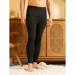 Lux Cottswool Men Black Solid Cotton Thermal Bottom-picture-10