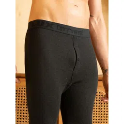 Lux Cottswool Men Black Solid Cotton Thermal Bottom image 3
