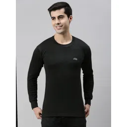 Lux Cottswool Men Black Solid Cotton Thermal Tops-picture-24