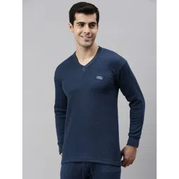 Lux Cottswool Men Blue Solid Cotton Thermal Top image 1