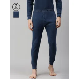 Lux Cottswool Men Pack Of 2 Blue Solid Thermal Bottoms-picture-31