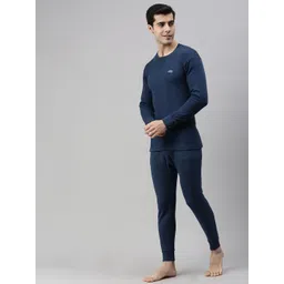 Lux Cottswool Men Pack of 2 Blue Solid Thermal Tops image 4