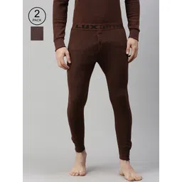 Lux Cottswool Men Pack of 2 Brown Ribbed Thermal Bottoms-picture-15