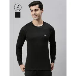 Lux Cottswool Men Pack Of 2 Charcoal Solid  Thermal Tops-picture-29