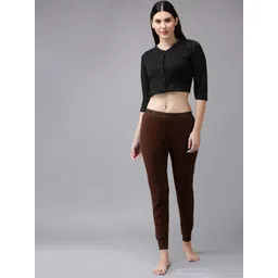 Lux Cottswool Women Black & Brown Solid Thermal Set-image-49