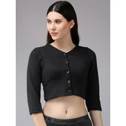 Lux Cottswool Women Black Solid Slim-Fit Cotton Thermal Top-image-11