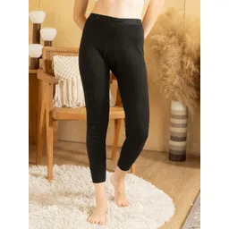 Lux Cottswool Women Black Solid Thermal Bottom-image-17