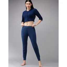 Lux Cottswool Women Blue Solid Thermal Set-image-9