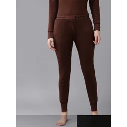 Lux Cottswool Women Pack Of 2 Brown and Black Solid Cotton Thermal Bottoms-picture-27