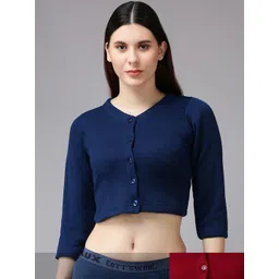 Lux Cottswool Women Pack Of 2 Solid Slim-Fit Cotton Thermal Top-image-46