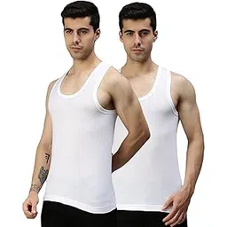 lux cozi Glo Men's Pack of 2 White Cotton Vest-picture-13
