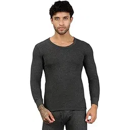 lux cozi HEATEK Black Melange Round Neck Full Sleeves Thermal Top for Men | Style 555| Ultra Soft, Extra Warm | Pack of 1-picture-37