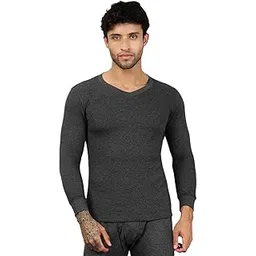 Lux Cozi HEATEK Black Melange V Neck Full Sleeves Thermal Top for Men |Style 555 |Ultra Soft, Extra Warm | Pack of 1-picture-30