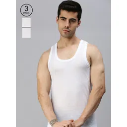 Lux Cozi Men Pack Of 3 Glo Round Neck Sleeveless Pure Cotton Basic Innerwear Vests-picture-29