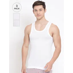 Lux Cozi Men Pack Of 3 Solid Aircool Breathable Cotton Basic Sleeveless Innerwear Vests-picture-10