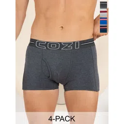 Lux Cozi Men Pack Of 4 Solid Cotton Trunks-picture-23