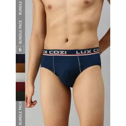 Lux Cozi Men Pack Of 6 Assorted Pure Cotton Basic Briefs COZI_BIGSHOT_BRF_ASST_6PC-image-25