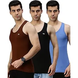 lux cozi Men's 100% Cotton Sleeveless Round Neck Regular Fit Vest | Baniyan for Men | Vest for Men Pack of 3-picture-15