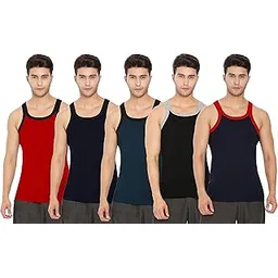 lux cozi Men's Cotton Vest Assorted Pack of 5-picture-10