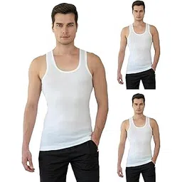 lux cozi Men's Pack of 3 White 100% Cotton Vest-picture-19