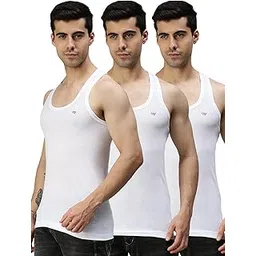 lux cozi Men's White Round Neck Sleeveless Cotton Vest (Pack of 3)-picture-23