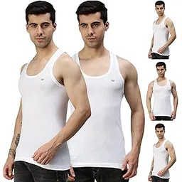 lux cozi Men's White Round Neck Sleeveless Cotton Vest (Pack of 5)-picture-10
