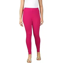 lux cozi PYNK Solid Premium Cotton Lycra Ankle Length Leggings for Women| Regular Fit Elastic Waist Ankle Length Leggings for Women| Free Size-picture-32